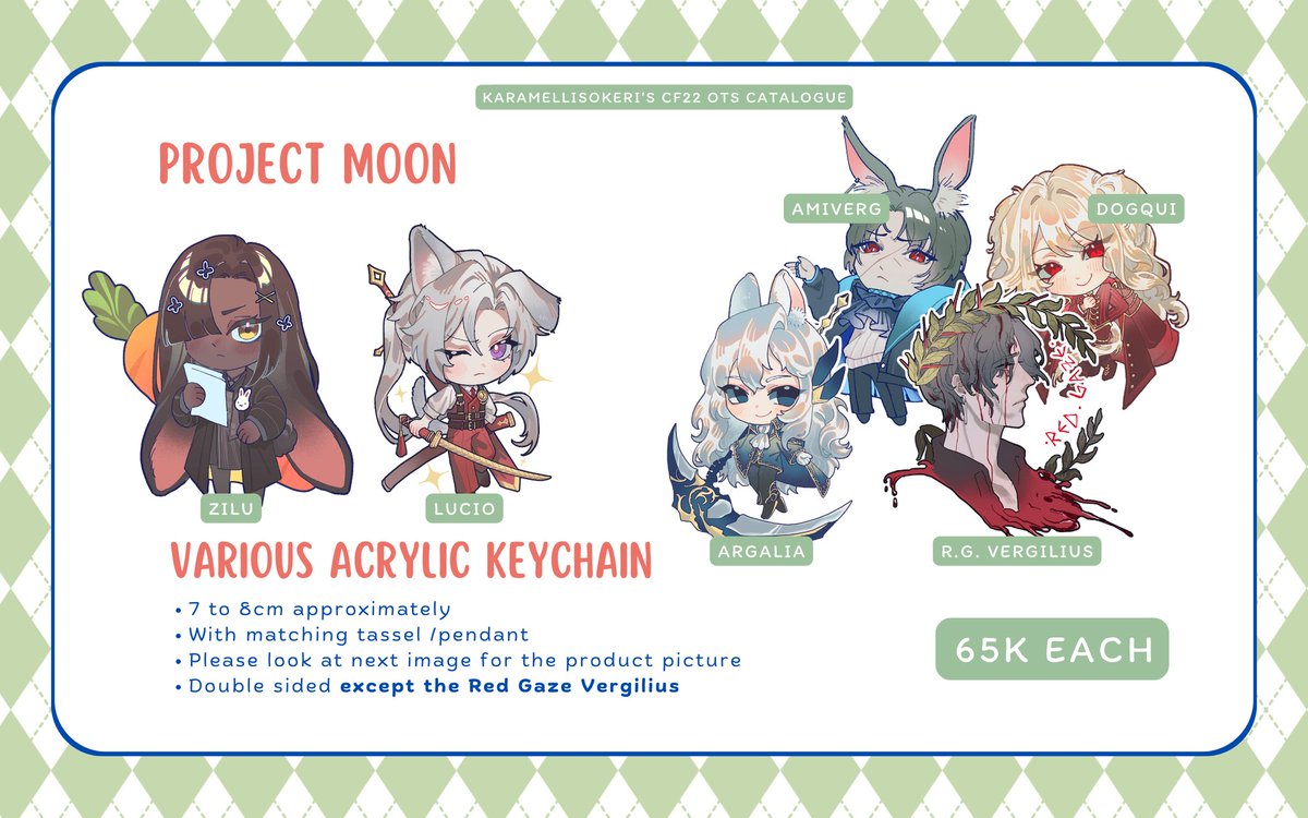 karamellisokeri's tweet photo. (1/3)
Likes and shares  are appreciated!
This is my OTS catalogue for #cf22
📆 16-17 May 2026
📌 Goner Gongyuan
Fandom: Limbus Company, project moon (argalia doang bjir), Arknights dan OC

See you tomorrow!!!!
#comifuro22 #cf22catalogue https://t.co/xaFuUqZDmZ