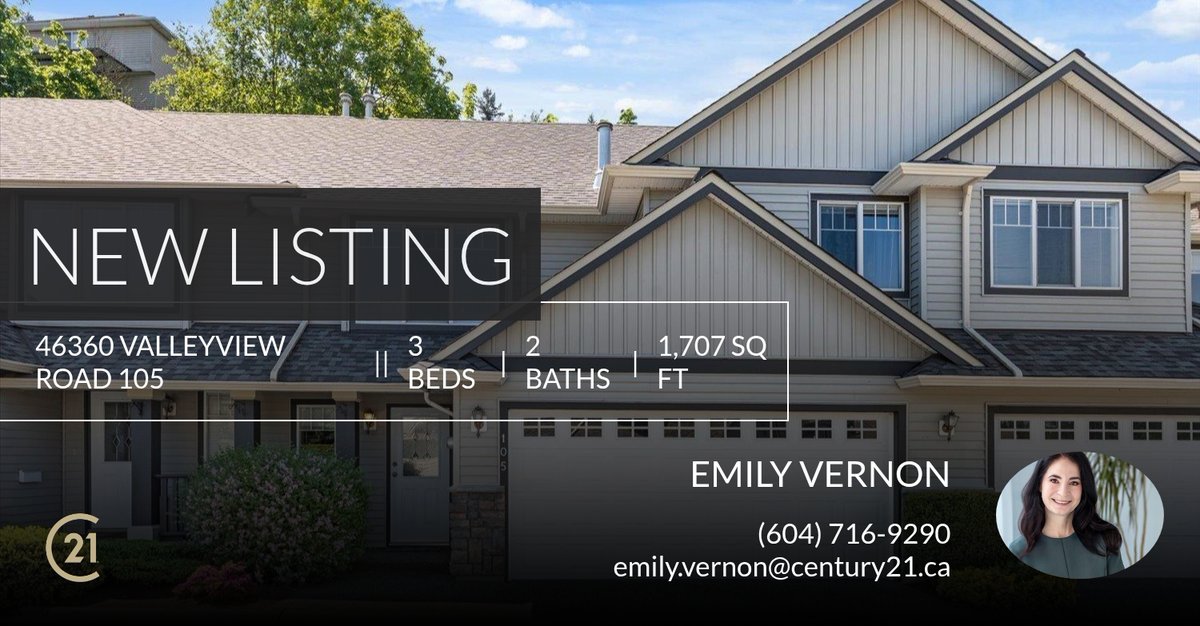 iamemmy's tweet photo. 📍 New Listing 📍 Take a look at this fantastic new property that just hit the market located at 46360 Valleyview Road 105 in Chilliwack. Reach out here or at (604) 716-9290 for more information

Emily Vernon
Century 21 Creekside R... https://t.co/yDUbPhi4Vt https://t.co/odkRa06q0S