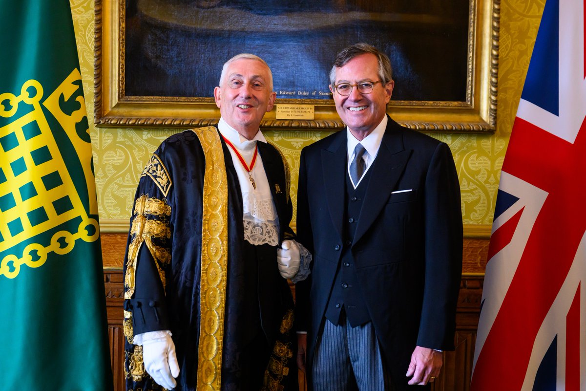 USAmbUK's tweet photo. This week I was honored to hear His Majesty The King’s speech at the State Opening of Parliament, an important reminder of our shared commitment to democracy and its enduring institutions. Thank you to @CommonsSpeaker Sir Lindsay Hoyle for welcoming me to be part of this historic tradition.