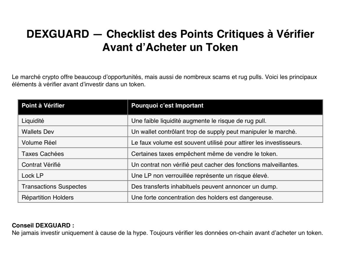 Dex_Guard's tweet photo. Parce qu’en crypto, quand la hype est déjà partout… le meilleur positionnement est souvent déjà passé 👀

La plupart des rugs et scams montrent des signaux avant l’explosion.

🛡️ Vérifiez les données on-chain avant d’investir.

#Crypto #Bitcoin #BTC #Ethereum #ETH #BNB #Solana https://t.co/i4NOSO90k7
