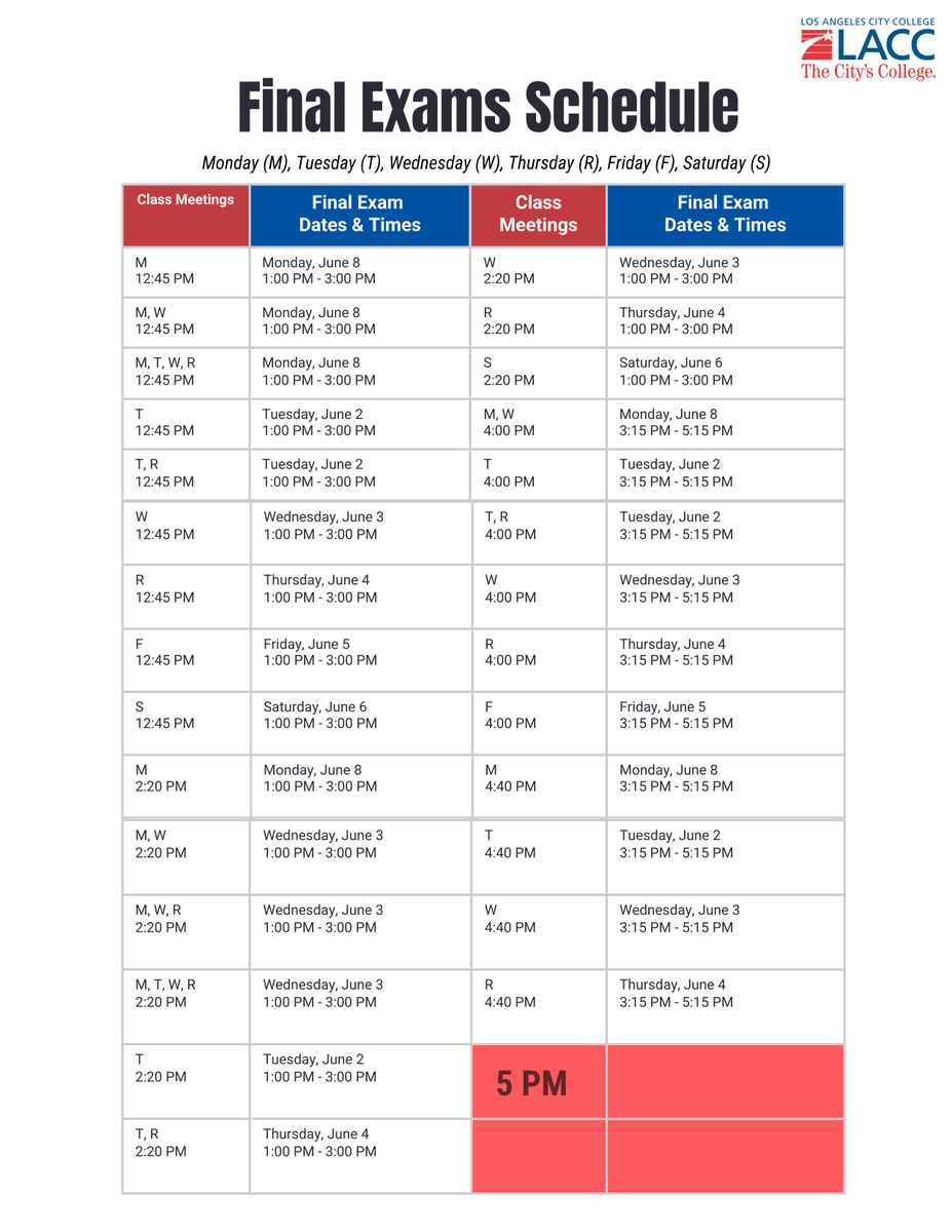 LACityCollege's tweet photo. What is your final exam schedule for Spring 2026? https://t.co/GR2qp1k1FO