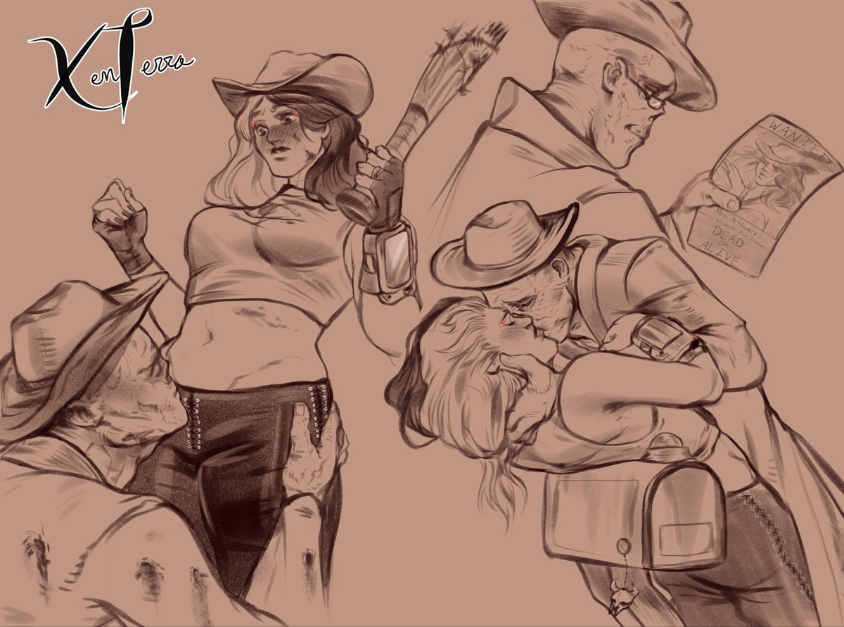 lipstickghoulie's tweet photo. Bounty hunters in love 🥰 

Thank you to the always amazing @xenterra for this sketch page of Cooper being head over heels for Al! 🥹 https://t.co/dwlULLF1LD