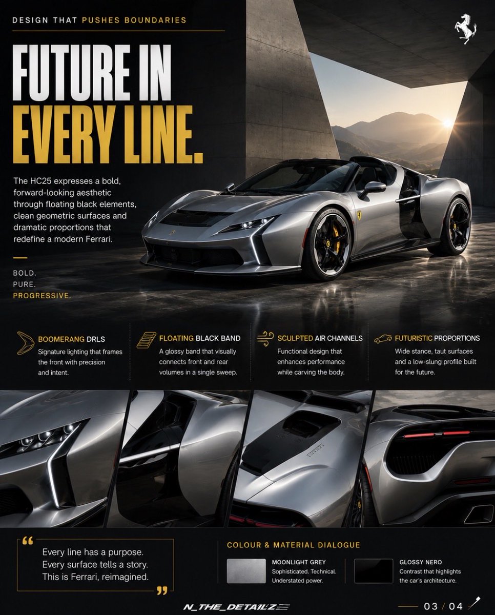 n_the_detailz's tweet photo. Ferrari’s new HC25 might be the clearest sign yet that the brand’s most exciting designs are no longer coming from the standard production lineup.
#Ferrari #FerrariHC25 #FerrariOneOff #SpecialProjects #Supercars https://t.co/exFbodDywy