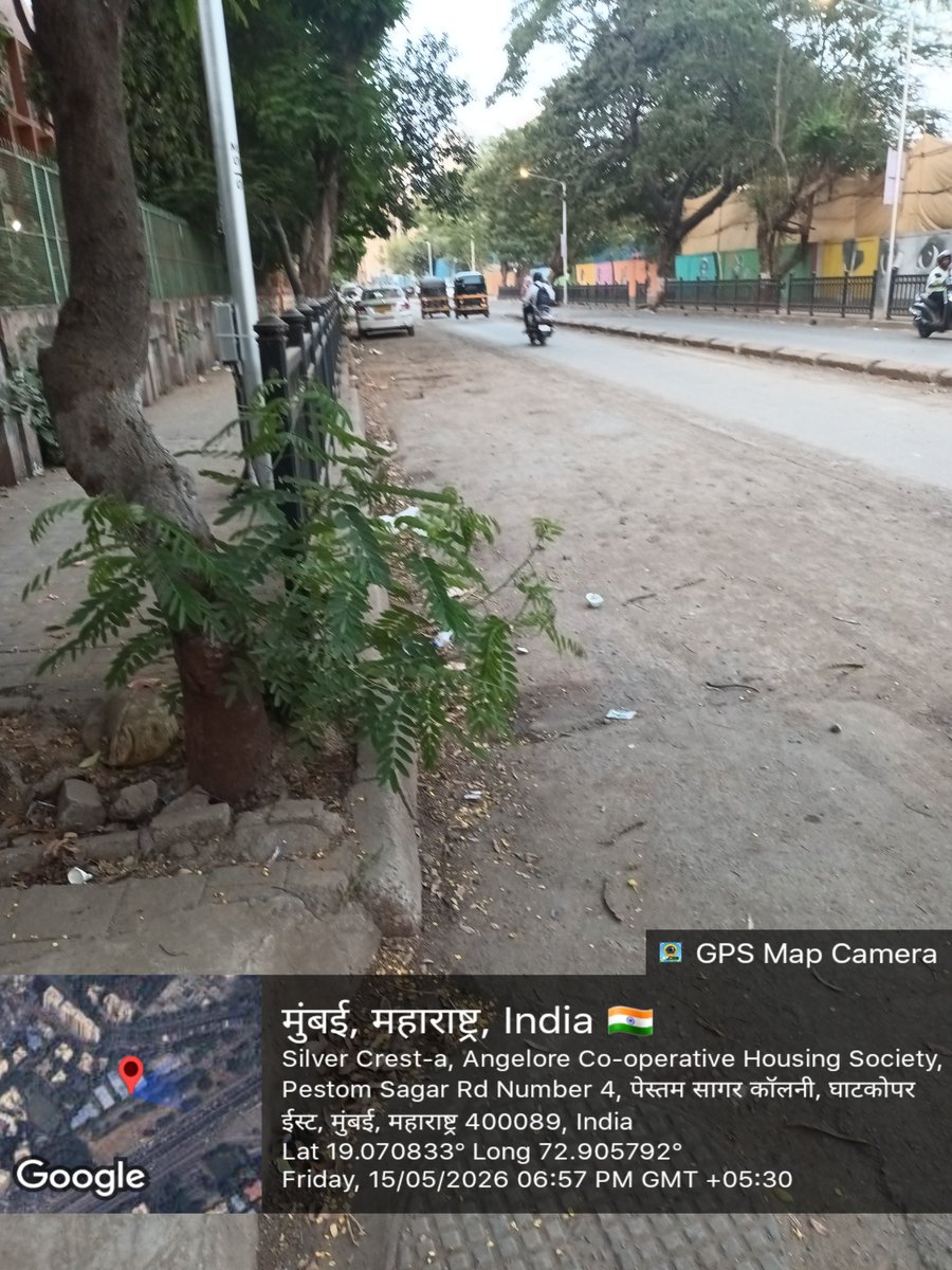 sumoric's tweet photo. @mybmcWardMW Trucks and dumpers caring SWD silth are dropping same on road adjoining Angelore society in Pestom Sagar road no.4 Chembur west and not cleaning up the mess. Pl organise daily sweaping and cleaning along with jet water spray. Marg app is not registering complaint. https://t.co/8eWujgEgEo