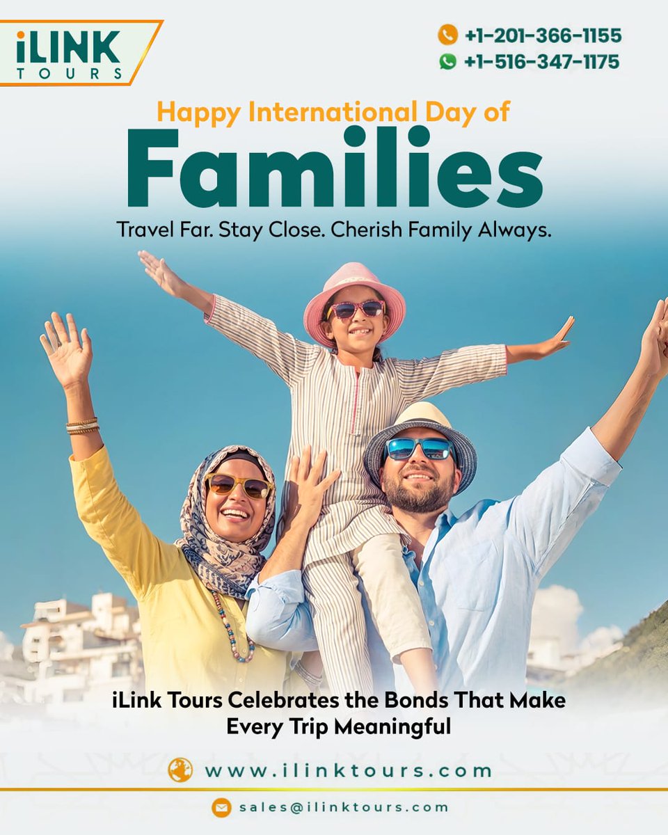 ilinktours's tweet photo. Every trip becomes more meaningful when shared with family.

This International Day of Families, let's celebrate the bonds that turn journeys into lifelong memories.

#InternationalDayOfFamilies #Family #FamilyMemories #LovedOnes #Together #FamilyAdventures #iLinkTours https://t.co/2Rn1WTMCqC