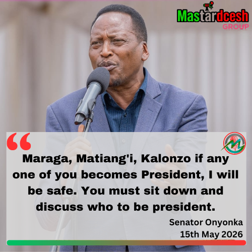 Mastardcesh's tweet photo. "Maraga, Matiang'i, Kalonzo if any one of you becomes President, I will be safe. You must sit down and discuss who to be president."

- Senator Onyonka