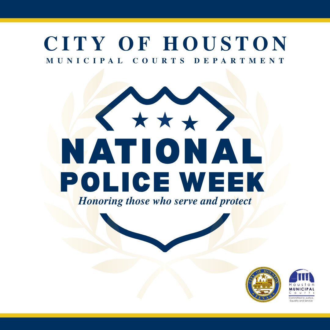 HoustonMunCourt's tweet photo. National Police Week is a time to honor the brave law enforcement officers who work every day to keep our communities safe. We extend our sincere appreciation to the HPD and to all officers whose courage, commitment, and service make a lasting difference. Thank you! https://t.co/OE1Mgnb3xN