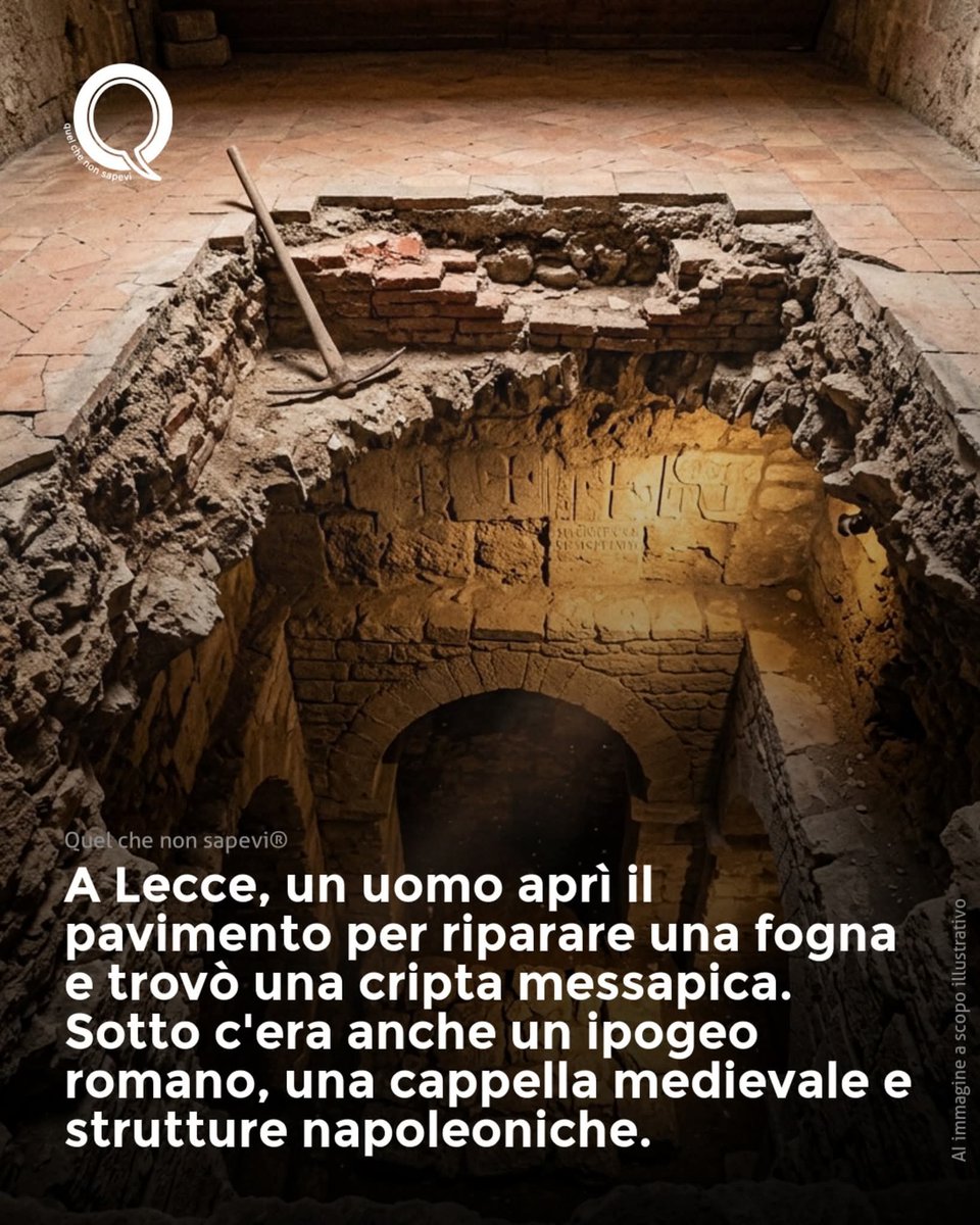 MegaleHellas's tweet photo. Cercava una fogna rotta. Ha trovato 2.000 anni di storia.

Nel 2001 Luciano Faggiano comprò un edificio a Lecce, in via Ascanio Grandi 56-58. L'obiettivo era semplice: aprirci una trattoria. Ma le tubature della fogna perdevano, e per trovarle bisognava...
https://t.co/cvc5WZJiFS https://t.co/ajl8ODLhAa