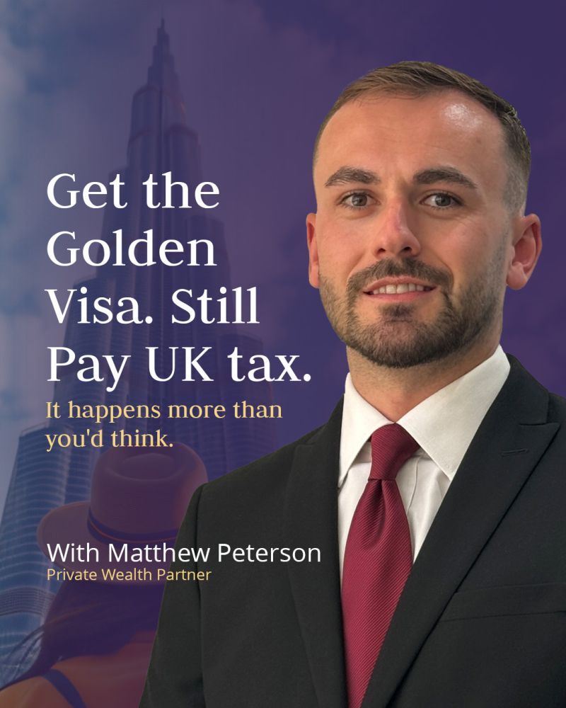 SkyboundWM's tweet photo. The Golden Visa sorts the residency. A lot of British expats assume it sorts the tax too.

𝗜𝘁 𝗱𝗼𝗲𝘀𝗻'𝘁 ⬇️
https://t.co/9rgmhVyC9C https://t.co/pc8m4RZJzo