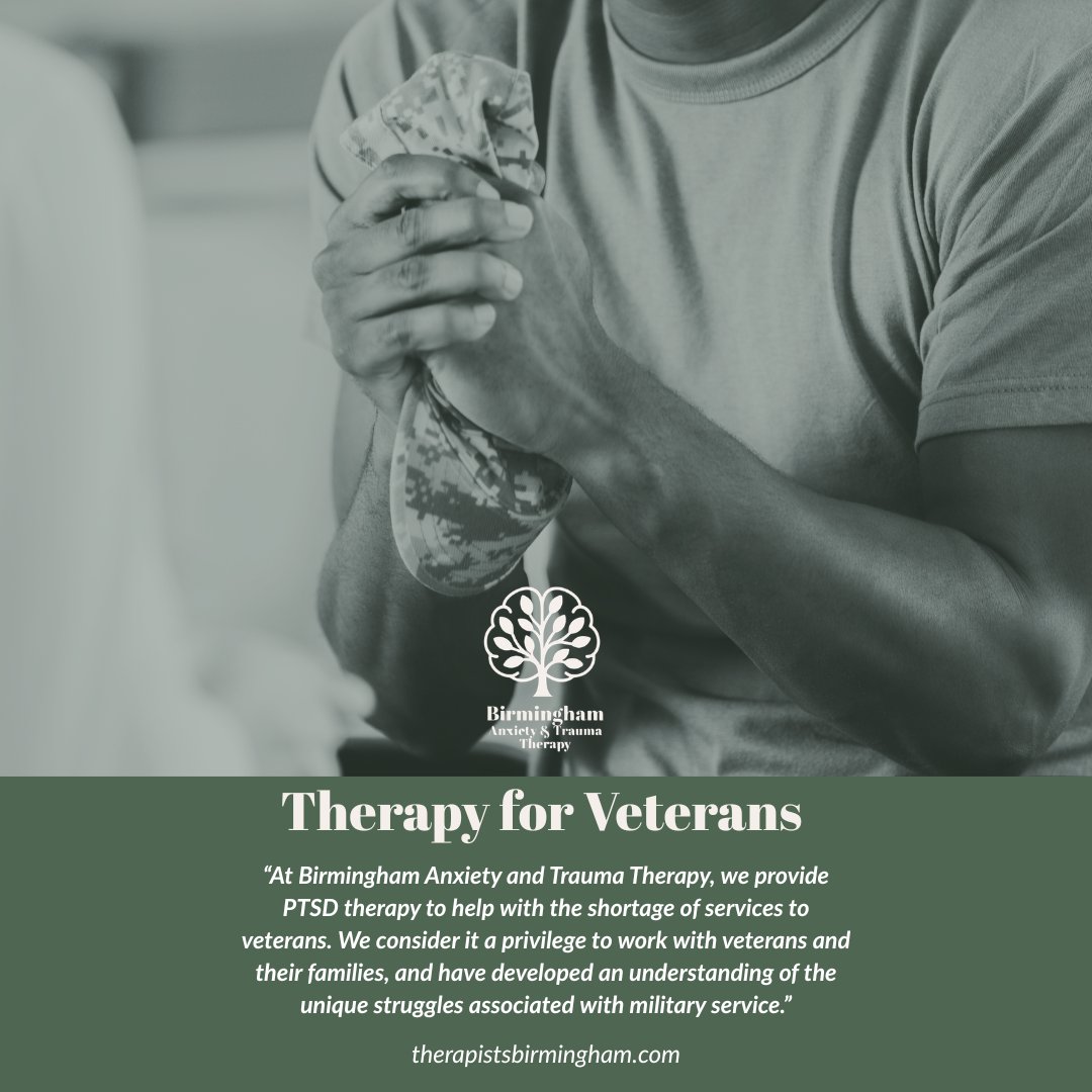 Bham_Therapy's tweet photo. We believe in supporting our veterans! 
If you suffer from PTSD from your service, you can contact us at (205) 807-5372 or https://t.co/OFaUqzpPrI for support. 
#veteransupport #veterans #birminghamanxietyandtraumatherapy #PTSD #ptsdrecovery https://t.co/JuG8Xm80Eh