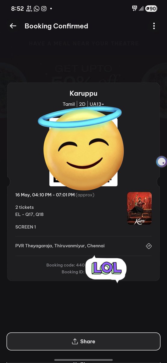 Athreyadaaaw's tweet photo. #Karuppu #karuppufdfs
2 tickets available at ticket price
Place : PVR thiyagaraja, Tiruvanmiyur
Date : 16th May 2026
Time : 4:10 PM

Comment or DM https://t.co/8ABLhMd19W