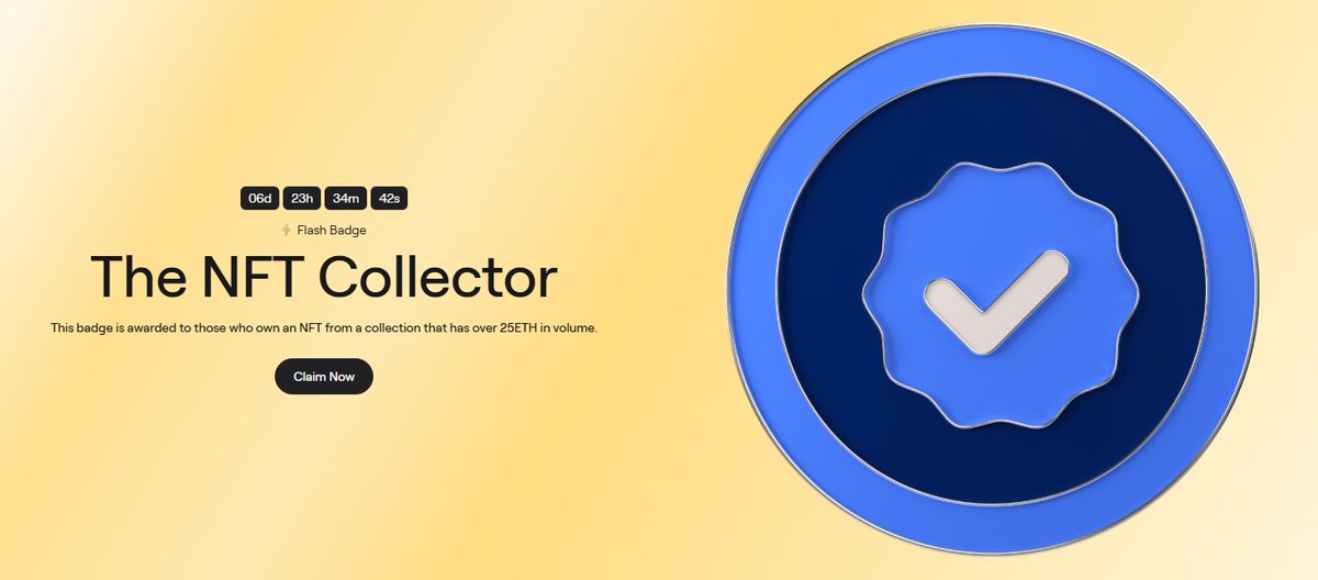 GMB_XBT's tweet photo. 🚨 New Badge on @AbstractChain 

The NFT Collector Badge: 
- Own an NFT from a collection with over 25 ETH Volume. 

If you have any NFT on Abstract you should be able to claim this already. https://t.co/pnuQ9lCRfN