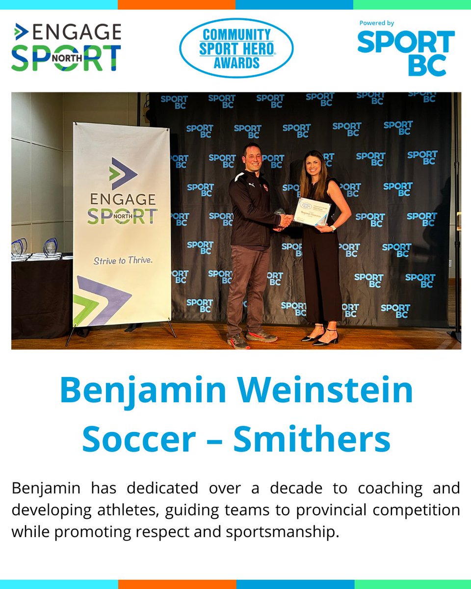 SportBC's tweet photo. Congratulations to 1/3 of the Community Sport Hero Northwest award recipients from Smithers.

A huge thank you to Benjamin, Heather, Ryan, and Colin! https://t.co/qnvwGDnrRu