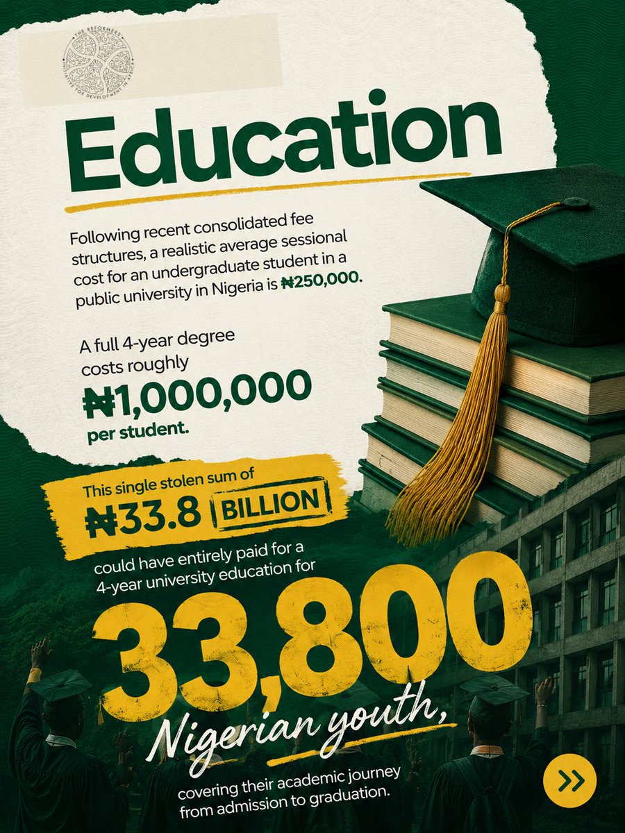 ReformersAfrica's tweet photo. When you read that a former Nigerian Minister of Power was sentenced to 75 years in prison in absentia for a ₦33.8 Billion fraud, what goes through your mind? 😢

Numbers that big can feel abstract. We’ve brought them down to earth just for you.

#SayNoToCorruption https://t.co/EZbhhRtmg1