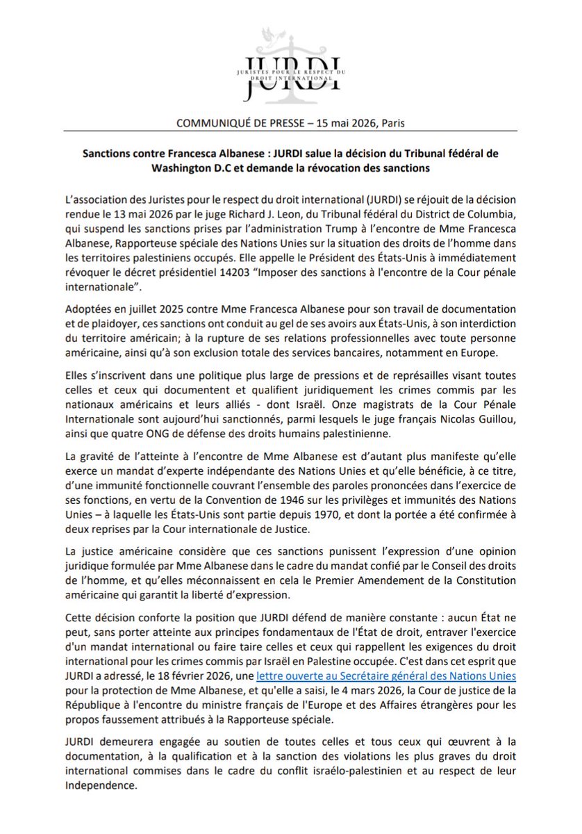 Juristes pour le respect du droit international tweet media