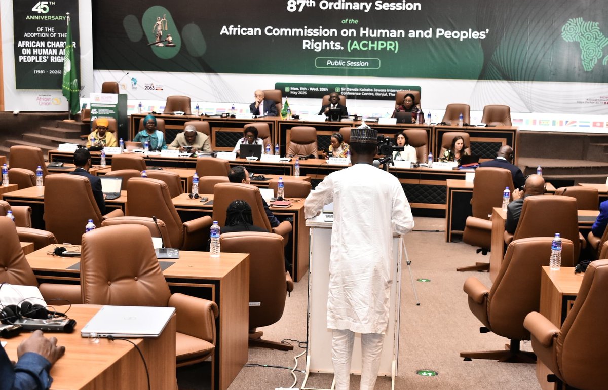 ParadigmHQ's tweet photo. This week, Paradigm Initiative (PIN), through our Programmes Officer for Anglophone West Africa, Muhammed Bello Buhari, delivered a statement before the African Commission on Human and Peoples’ Rights (ACHPR) expressing concern over the increasing incidence of internet shutdowns and social media restrictions across Africa.

The statement highlights the impact of shutdowns on freedom of expression, access to information, democratic participation, and economic development, while urging African governments to uphold regional human rights standards and keep the internet open and accessible.

Read the full statement here:
https://t.co/x8MbnZEfCW
#ParadigmInitiative