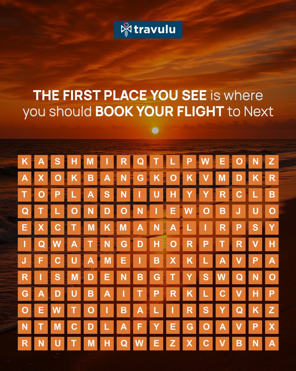 TravuluApp's tweet photo. The first destination you spot is where you’re meant to go next 👀✈️
Comment what you saw first.
.
.
.
#Travulu #TravelPlanning #FlightBooking #HotelBooking #TravelMemes https://t.co/YOpo7wUpj2