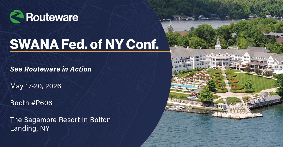 Routeware's tweet photo. ♻️ See Routeware in Action!

We’re excited to attend the @SWANA Federation of NY Conference May 17-20th in Bolton Landing.

Looking forward to great conversations with leaders across the waste &amp; recycling industry.

#Recycling #WasteIndustry #SWANA #WasteEvents #SWANANY https://t.co/LHT37s3xsr