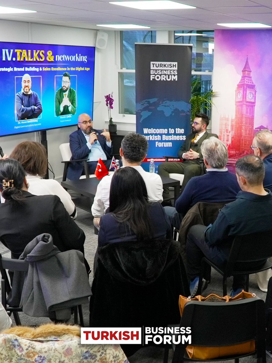 tbforguk's tweet photo. Dün akşam gerçekleştirdiğimiz IV. Talks &amp; Networking etkinliğinde, UK pazarında marka inşası ve satış stratejilerini masaya yatırdık. Dr. Murat Dağıtmaç ve Alaattin Çağıl’ın eşsiz sunumları, üyelerimizin enerjisiyle birleşti! 📈🤝 
#London #DigitalMarketing #BusinessNetworking https://t.co/UyOvnsV3hZ