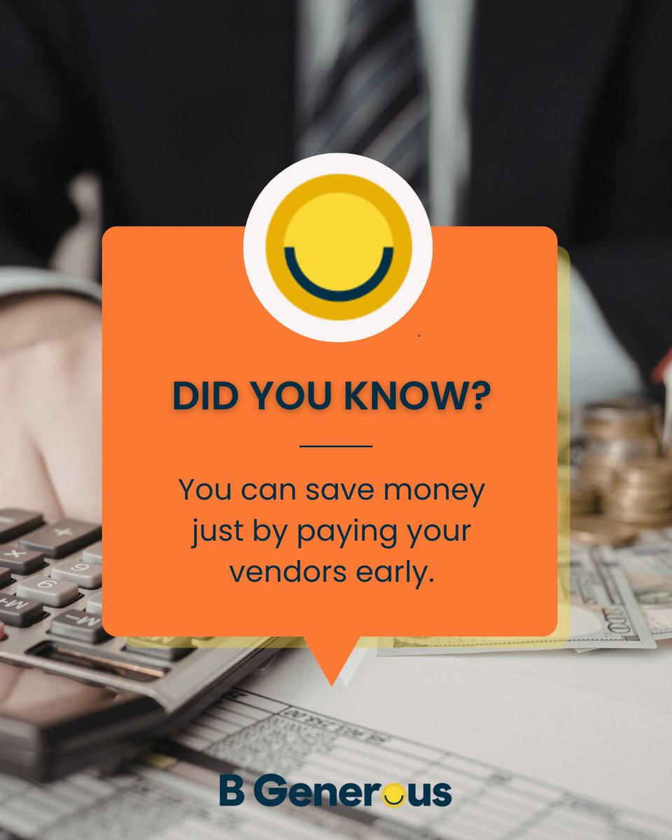 LetsBGenerous's tweet photo. Did you know small shifts can unlock real savings? 💡

Paying vendors early can lead to prepayment or bulk discounts.

This can help lower costs, improve cash flow, and strengthen vendor relationships.

Get started today at https://t.co/8Rmi3K2HUN

#NonprofitTips https://t.co/pw9I7m1pQ0