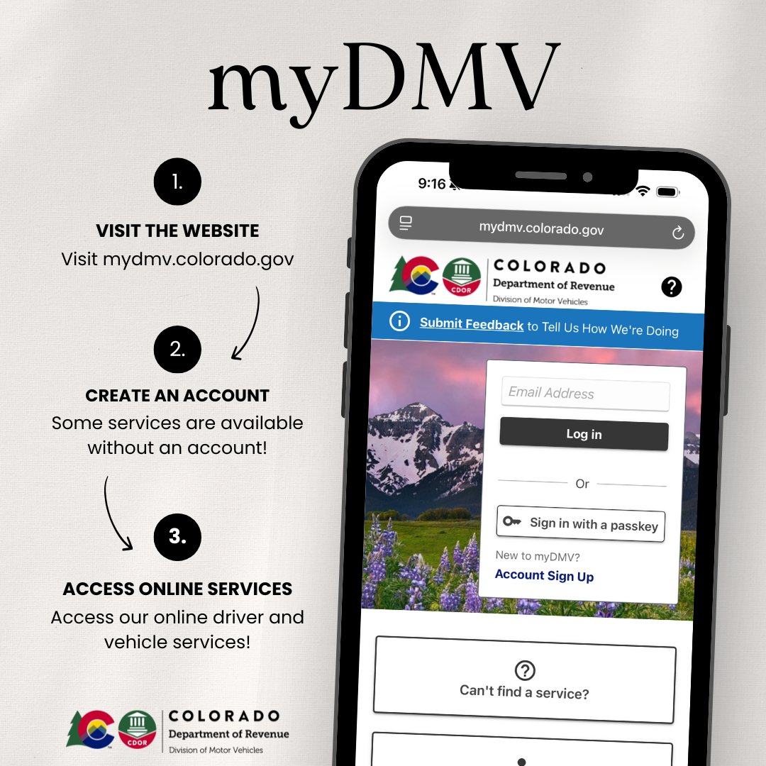 CO_DMV's tweet photo. Start your week on the right note by getting your DMV services done online! Visit myDMV to explore everything you can do online: https://t.co/3f3vmWRzly
#DMV #Colorado #myDMV #online #skipthetrip https://t.co/iN0D0ivrZb
