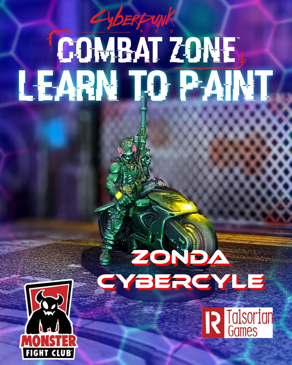 MonsterFight31's tweet photo. Chooms! GamingTrend has put together an easy-to-follow learn-to-paint tutorial for you all on the Zonda Cybercyle. 

Read Here: https://t.co/R1cQZXS7z5

#cyberpunkredcombatzone #cyberpunk2045 #tabletopminiatures #tabletopwargaming #cyberpunkedgerunners https://t.co/2VHZmrDMSS