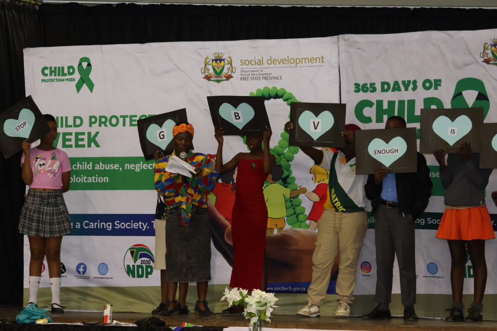 SocdevFs's tweet photo. MEC MATHABO HLALELE COMMEMORATES CHILD PROTECTION MONTH AT KAMOHELO PRIMARY SCHOOL, BLOEMFONTEIN.

15 May 2026. 

The event was being held under the theme "Let us build a better future for our children and create a safer environment for all."

CHILD PROTECTION MONTH 2026💚

#fs https://t.co/HSwHQs0mnq