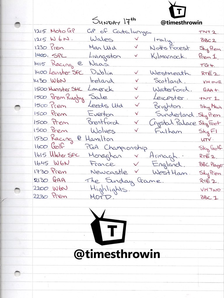 timesthrowin's tweet photo. Happy Friday folks ✍️

Another packed weekend ahead 📺

FA Cup Final, GAA, Celtic v Hearts, PGA Championship, Premier League and DEFINITELY the return of Ronda Rousey 👀😂

Sponsor a few aul pints 🍻
https://t.co/31OmTIwdmj ☕
