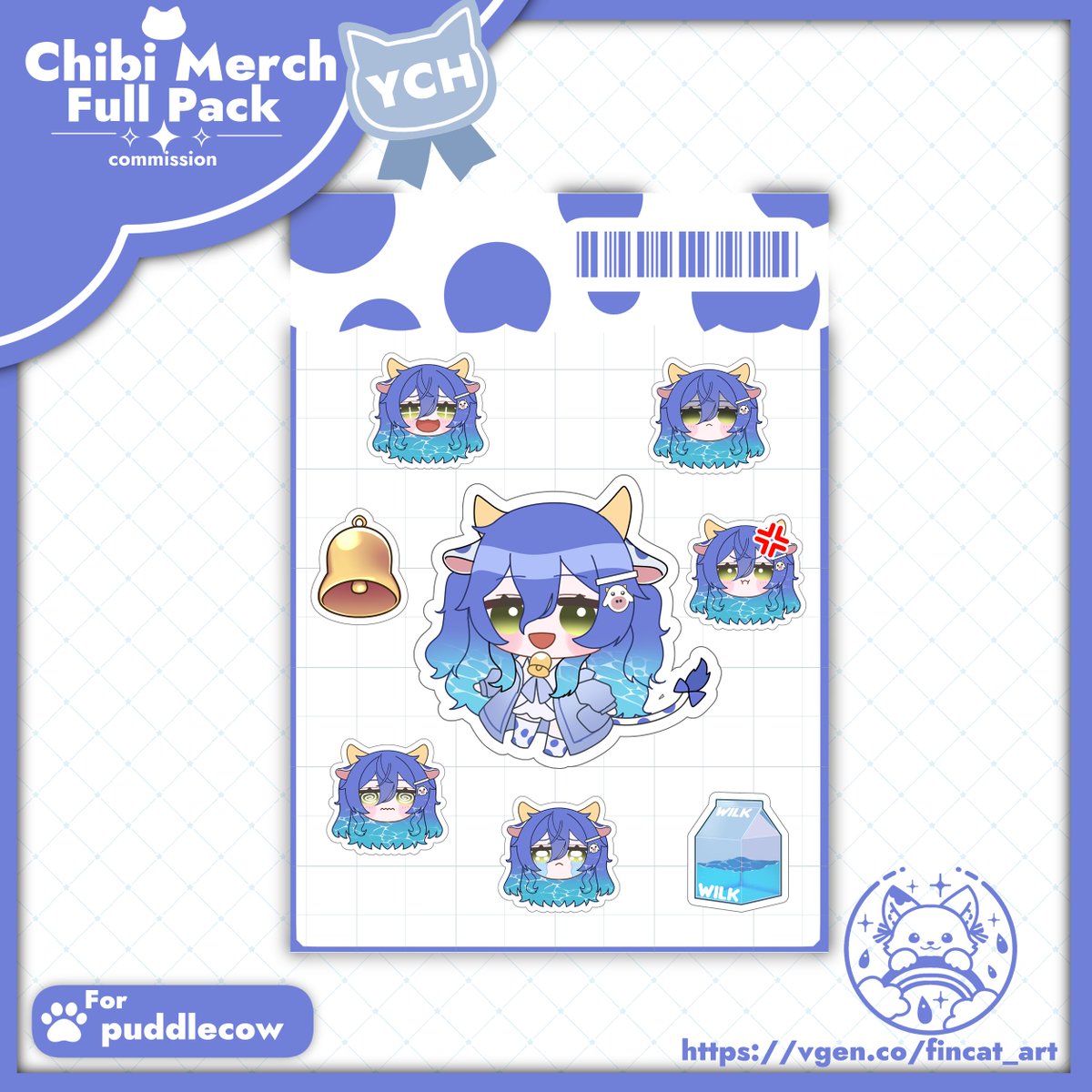 fincat_art's tweet photo. ✨ Chibi Merch Full ✨

$20 USD • Commercial Use OK ♡

• Full Body Chibi
• 5 Expressions
• 2 Custom Motifs
• Sticker Sheet Design
Perfect for merch &amp; stream assets 💫
VGen link in replies ↓

#VGen #VGenComm https://t.co/HrMFaGzaL6