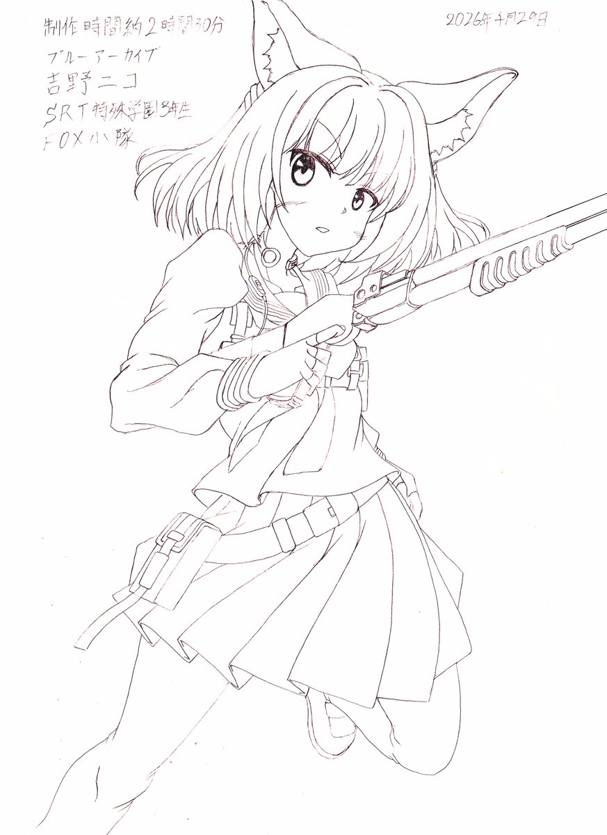 線画 #イラスト好きと繋がりたい #SRT特殊学園3年生 #FOX小隊 #美少女