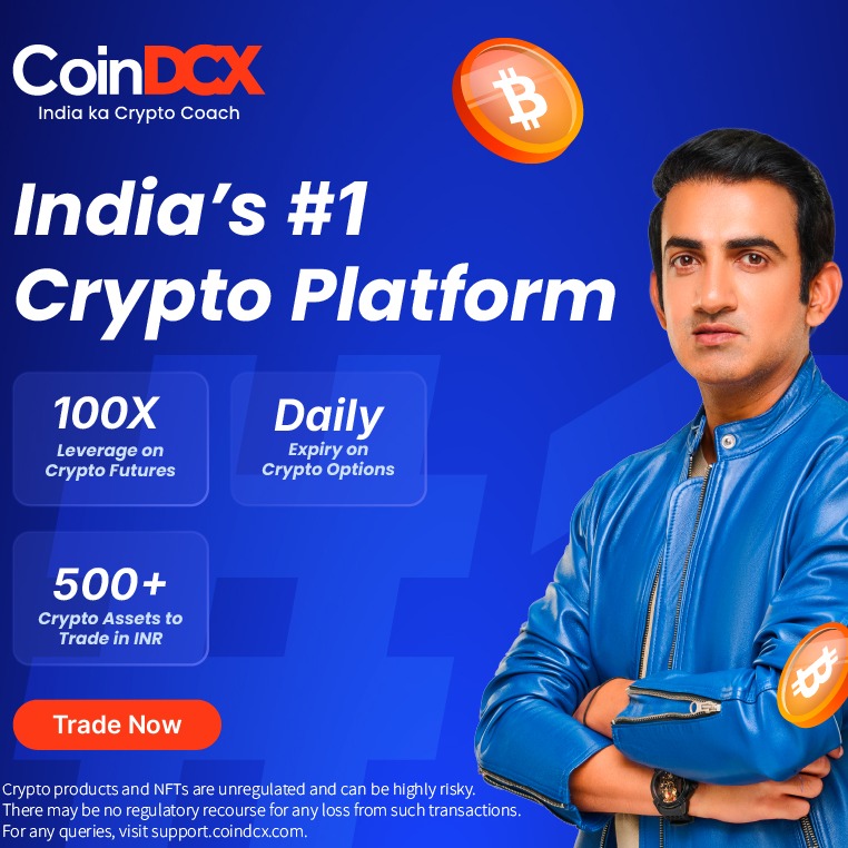 CoinDCX's tweet photo. Start your Crypto journey with us.

- Crypto SIPs
- Trade on Charts
- 100x Leverage
- Daily Expiries
- Instant INR Deposits
- ₹0 Options Fees
- 500+ Crypto Assets

Crypto trading bole toh CoinDCX. Trade with CoinDCX.