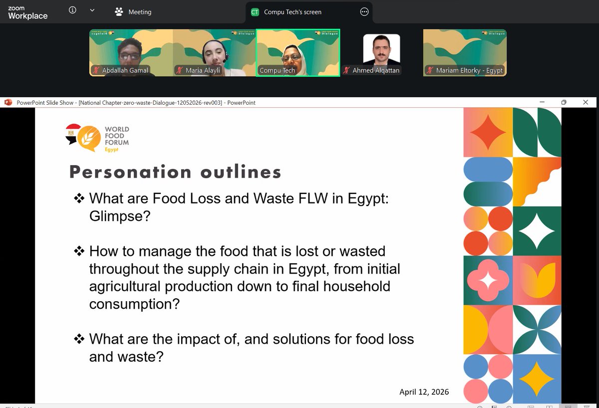 WFF_Egypt's tweet photo. Highlights from the open dialogue on reducing food waste and stakeholder contributions through effective youth participation to achieve "zero-food waste”.

#منتدى_الأغذية_العالمي #مصر #استدامة #صفر_هدر 
#WorldFoodForum #Egypt #ZeroFoodWaste  #YouthAction #FoodSystems #Act4Food https://t.co/wcWyNRkyH8