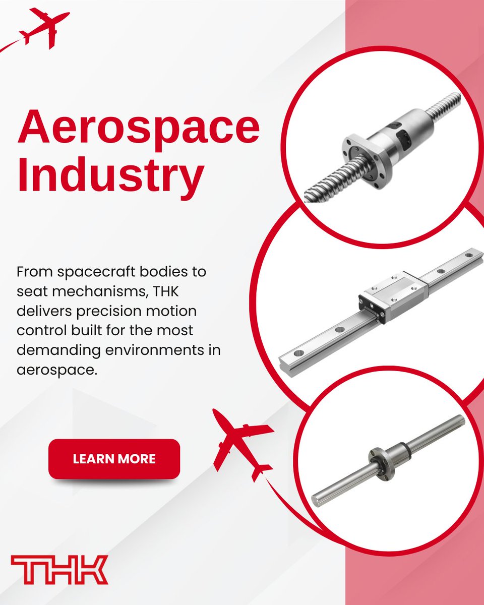 THKAmericaInc's tweet photo. Compact. Precise. Reliable. THK's LM Guide solutions are engineered for the unique demands of aerospace seating mechanisms. ✈️

Learn more - https://t.co/IVit4yjueg 

#THKAmerica #Aerospace #LMGuide https://t.co/i5KkmWrlcW