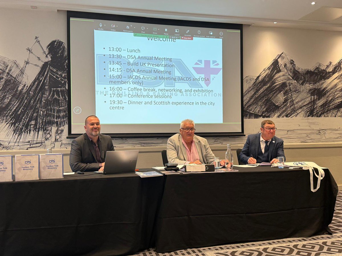 JulieDDrill's tweet photo. Great to be in Edinburgh for the IACDS two-day event & @drillandsaw
AGM.
A big thank you to @SuzannahNichol CEO of @BuildUK for an excellent presentation, sharing the benefits of being members of #BuildUK … the voice of the construction industry.
#StrongerTogether https://t.co/wMf524VEMH
