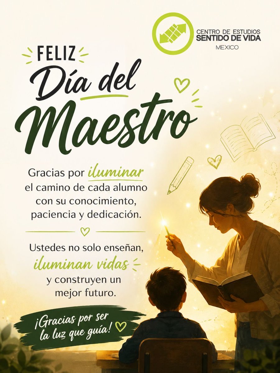 CSentidodeVida's tweet photo. ✨Hoy celebramos a quienes dejan huella más allá del aula.
Ser maestro es acompañar, inspirar y encender la luz del sentido en cada alumno.
Gracias por su entrega, paciencia y vocación, por iluminar caminos y sembrar esperanza en cada enseñanza.

¡Feliz Día del Maestro! 🍏✏️ https://t.co/3XuzNIdx3p