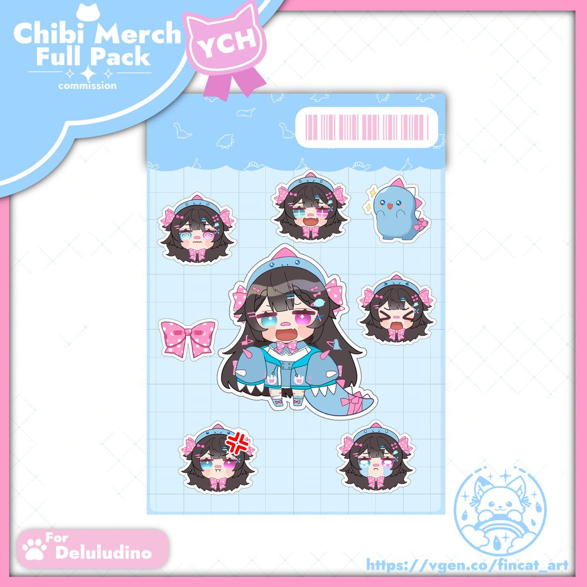 fincat_art's tweet photo. ✨ Chibi Merch Full ✨

$20 USD • Commercial Use OK ♡

• Full Body Chibi
• 5 Expressions
• 2 Custom Motifs
• Sticker Sheet Design
Perfect for merch &amp; stream assets 💫
VGen link in replies ↓

#VGen #VGenComm https://t.co/HrMFaGzaL6