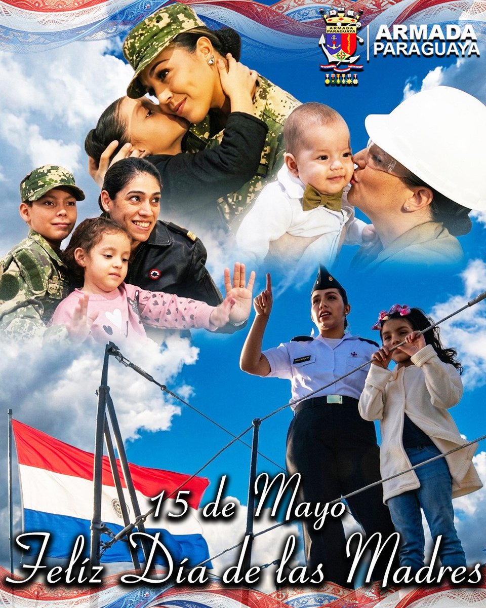 armada_py's tweet photo. FELIZ DÍA DE LA MADRE 🇵🇾❤️
En este día tan especial, la Armada Paraguaya rinde un merecido homenaje a todas las madres paraguayas, ejemplos de fortaleza, sacrificio y entrega abnegada. 🌹
Hacemos un reconocimiento muy especial a las Madres Militares de nuestra institución. https://t.co/OiKGQjRWSN