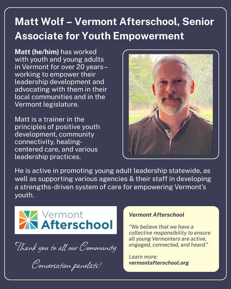NAMIVT's tweet photo. Join NAMI Vermont for a Community Conversation on the impact of relationships on mental health!

Want to learn more about our panelists? Scroll through the images! If you’re interested in joining us, please RSVP for this FREE event at https://t.co/1SiPTwDFQF. https://t.co/zQcYvxpfax
