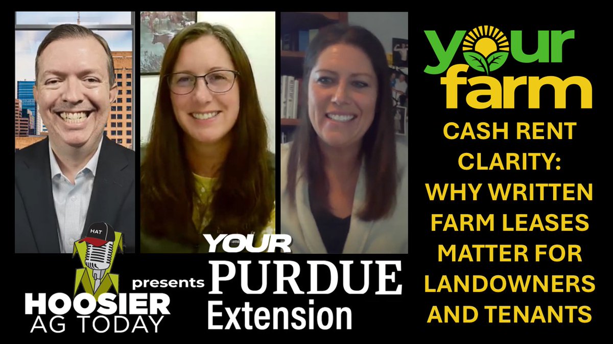 hoosieragtoday's tweet photo. On the “Your Farm” Podcast, Ann Kline and Courtney Schmidt with @PurdueExtension discuss the critical role that written cash farm leases play in preventing misunderstandings between landowners and tenant farmers.

WATCH THE VIDEO PODCAST: https://t.co/IsJKEq8bOS https://t.co/tI99YVI2c1