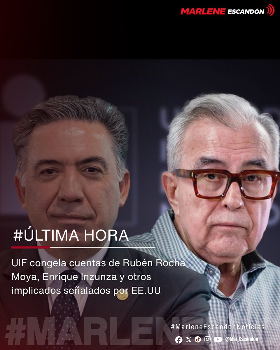 Mar_Escandon's tweet photo. 🔴⚪️ #ÚLTIMAHORA 🚨💰 | La #UIF habría ordenado el congelamiento de cuentas bancarias del gobernador de Sinaloa, Rubén Rocha Moya, sus hijos, el legislador Inzunza y otras personas señaladas, de acuerdo con un reportaje publicado por el medio Emeequis 📰.

De acuerdo con la información firmada por el periodista Jorge García Orozco, la instrucción habría sido girada a través de la #CNBV para inmovilizar operaciones y activos dentro del sistema financiero mexicano 🏦⚠️. (UIF ya investiga el caso)