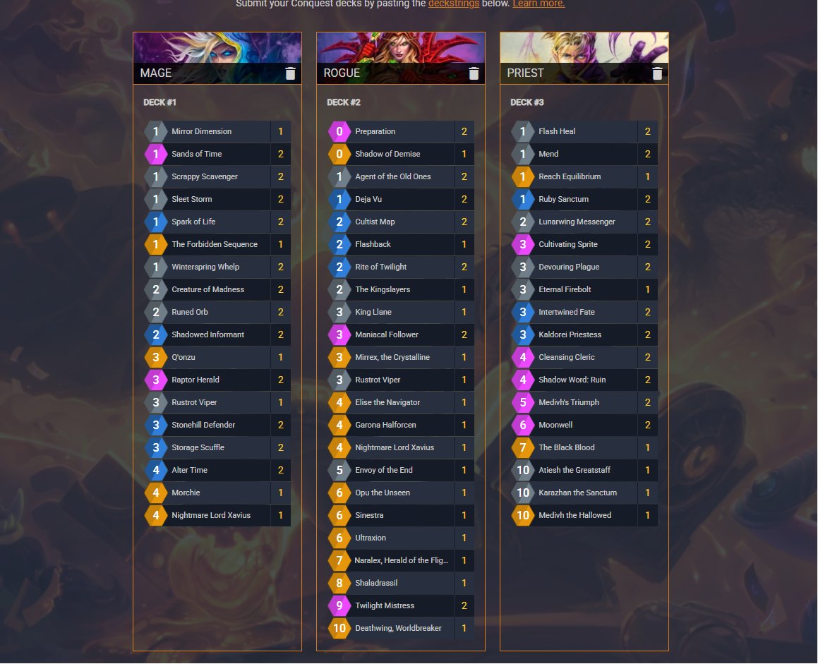 LilithyGaming's tweet photo. This is my lineup for Impossible League Finals in one hour!

Discover mage 
Herald Rogue
Quest Priest, eyo

Do you want to sign up for the next qualifier? Then link below⏬

Love ya! ❤️ https://t.co/39aLdXKarp