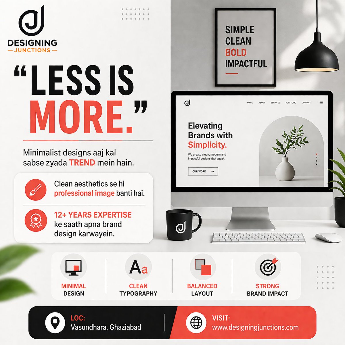 designjunctions's tweet photo. "Less is More." Minimalist designs trend mein hain! ✨ Clean aesthetics se hi professional image banti hai. 12+ years expertise.
Get Modern Design! 🌐 https://t.co/fghnvpwJuc

#Minimalism #ModernDesign #CleanUI https://t.co/40AV2bURcM