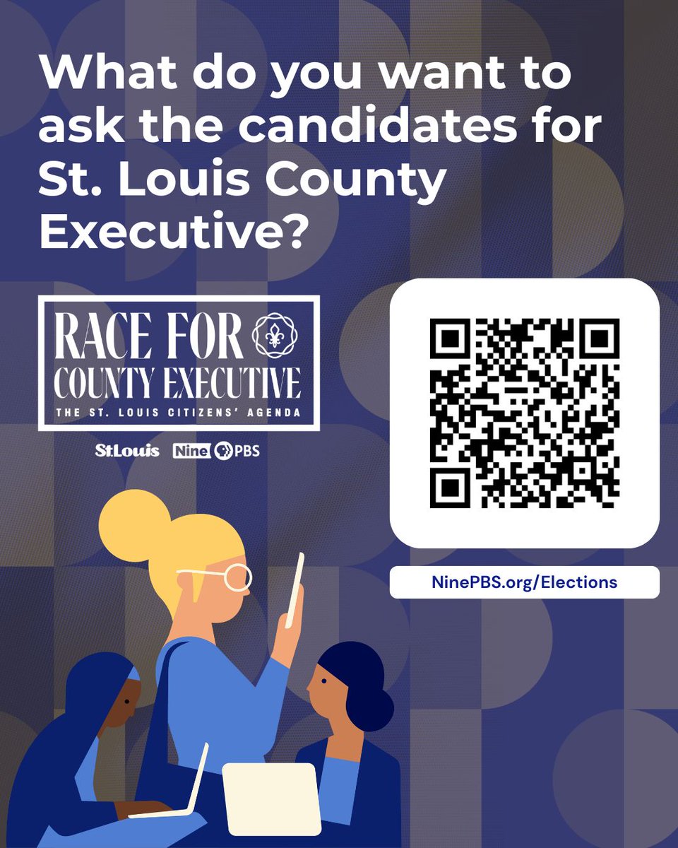 NinePBS's tweet photo. What would you want to ask the candidates for St. Louis County Executive?

#NinePBS and @stlmag are teaming up again—this time to cover the race for STL County Executive. 

Let us know what you think @sarahfenske should ask each candidate here: https://t.co/dd0QDHIQT5. https://t.co/v1u0nNwXtC