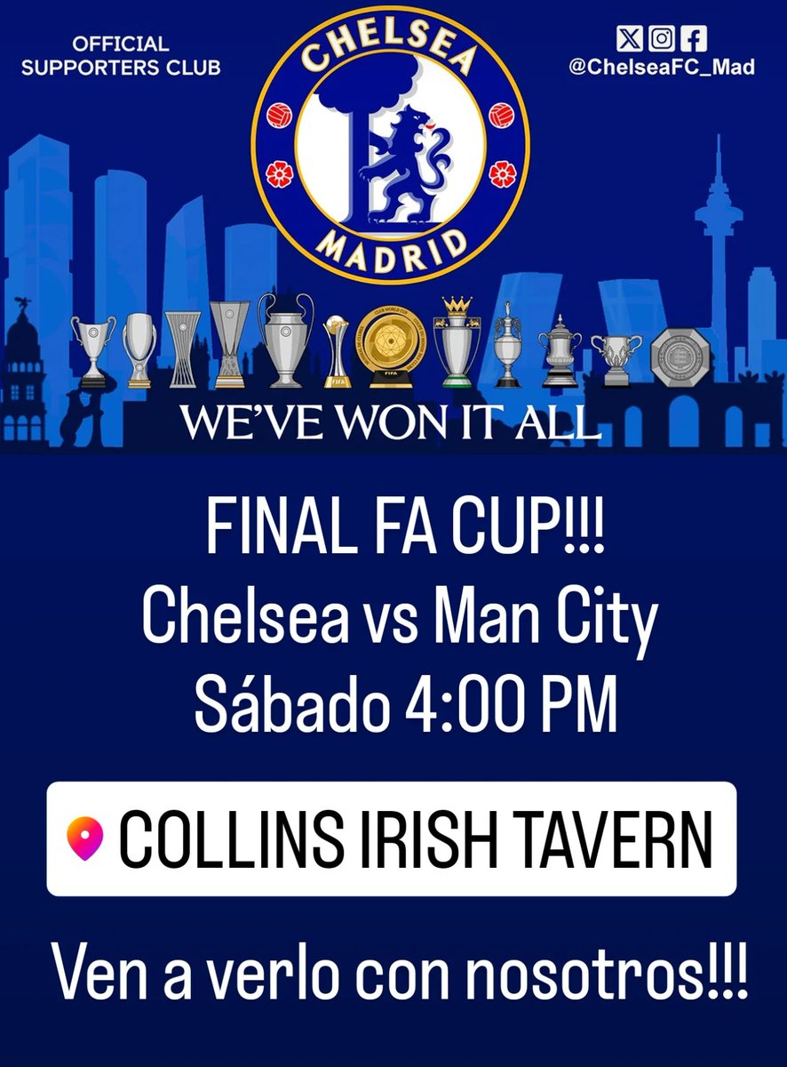 ChelseaFC_Mad's tweet photo. Si estás en Madrid te esperamos!

@ChelseaFC @Spanish_BluesTS #CFC #KTBFFH #Madrid https://t.co/ZFOFoI6T9R