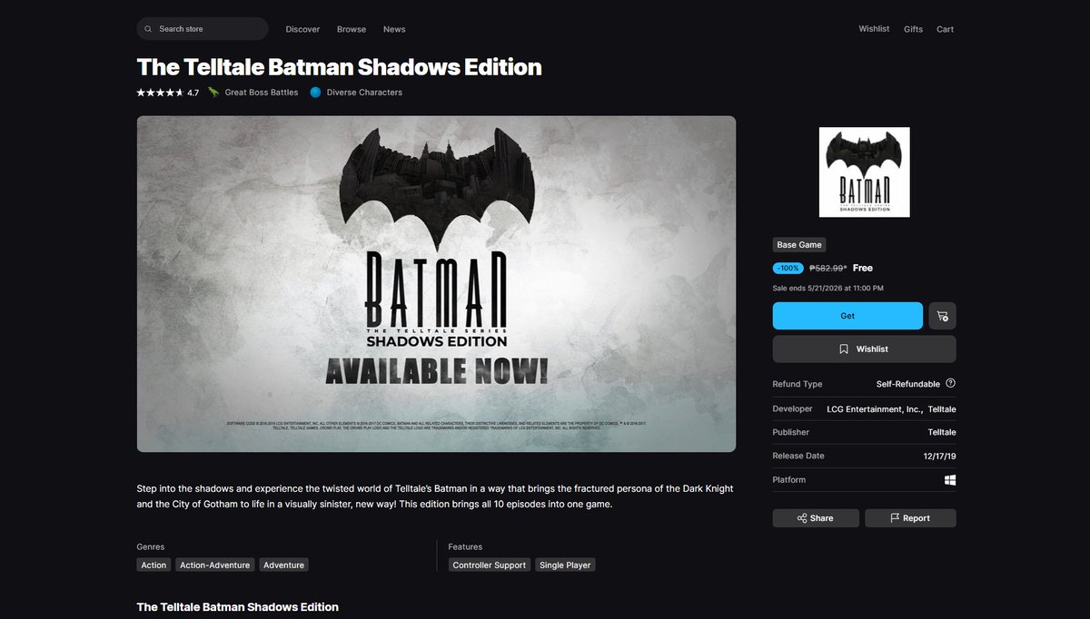 brianbgeronimo's tweet photo. #FreeGames in #EpicGames this week
- The Telltale Batman https://t.co/3Oc8NnfBOO
- Sunderfolk https://t.co/8tyzzOVYL1
- Lost in the Hole https://t.co/nQoPjtGI0L
- Vaudeville https://t.co/YAKsofgRK5
- DeviI's Island https://t.co/Y5LPBfcRDw
- Arranger (in the mobile Epic Games app) https://t.co/sBXtPUfvSC