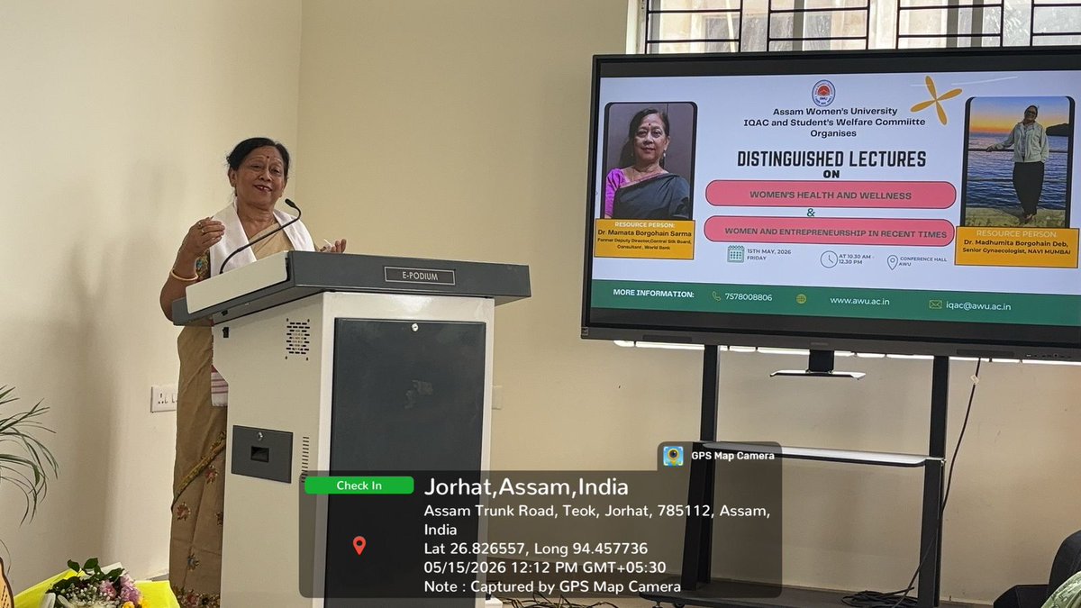 awujorhat's tweet photo. The IQAC &amp; Students’ Welfare Committee of AWU today organized a distinguished lecture on 'Women’s Health &amp; Wellness' and 'Women &amp; Entrepreneurship in Recent Times.' Dr. Madhumita Borgohain Deb and Dr. Mamata Borgohain Sarma delivered insightful sessions.
@AjantaRajkonwar https://t.co/6KwUBrSuo3