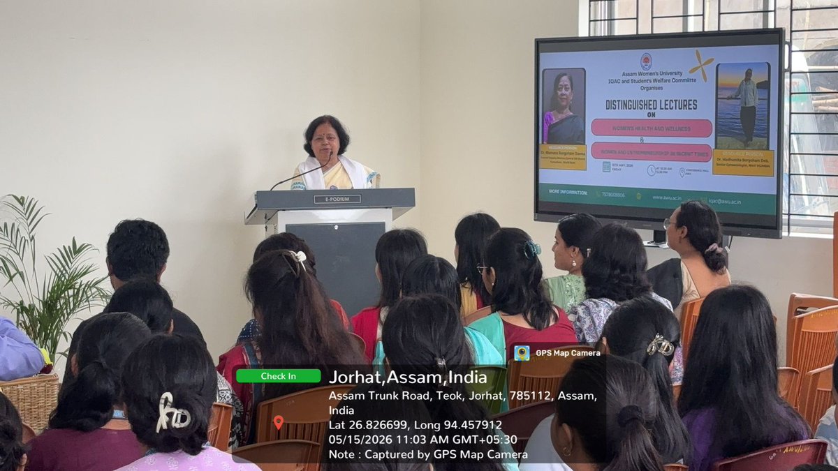 awujorhat's tweet photo. The IQAC &amp; Students’ Welfare Committee of AWU today organized a distinguished lecture on 'Women’s Health &amp; Wellness' and 'Women &amp; Entrepreneurship in Recent Times.' Dr. Madhumita Borgohain Deb and Dr. Mamata Borgohain Sarma delivered insightful sessions.
@AjantaRajkonwar https://t.co/6KwUBrSuo3