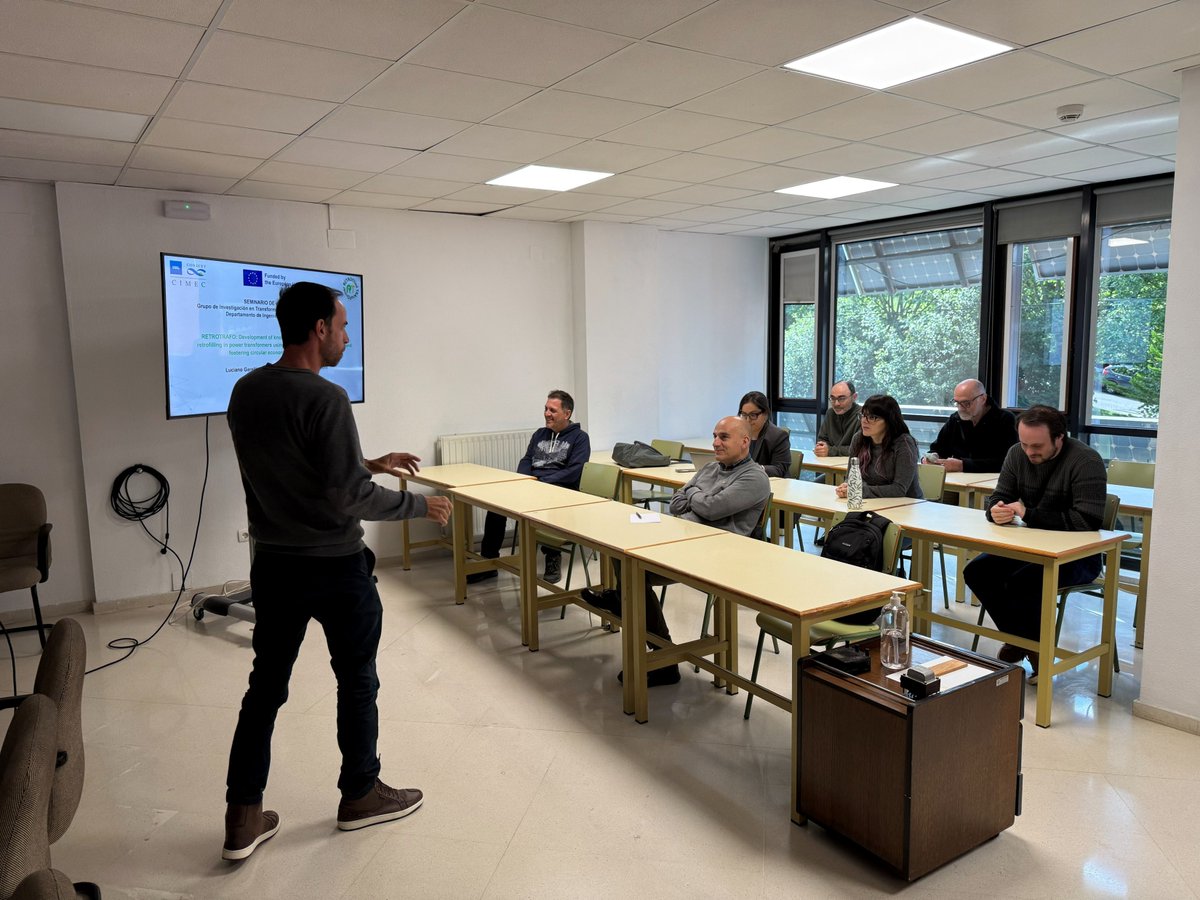 retrotrafo's tweet photo. Senior researcher Luciano Garelli, from CIMEC(CONICET-UNL) delivered a seminar at @unican during his secondment, sharing his work within the #RETROTRAFO. During his stay he is collaborating with the local team on research activities related to transformer retrofilling @MSCActions https://t.co/dCLtVk7OYc