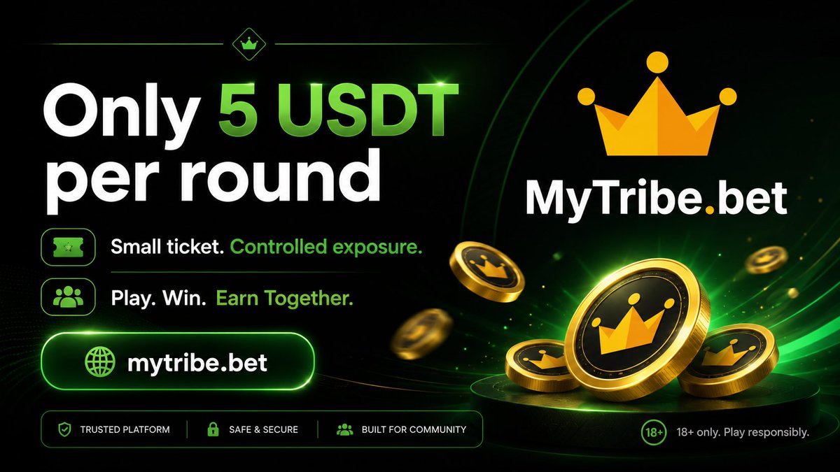 MyTribeBet's tweet photo. Did you know?

One https://t.co/CGLHmCZ03Z round costs only 5 USDT. 🎮👑

Small ticket size. Controlled exposure. Real upside through gameplay and Tribe activity — without risking large amounts.

Play. Win. Earn Together.

🔞 18+ only. Play responsibly.

#MyTribeBet https://t.co/I2pOqIBTMv