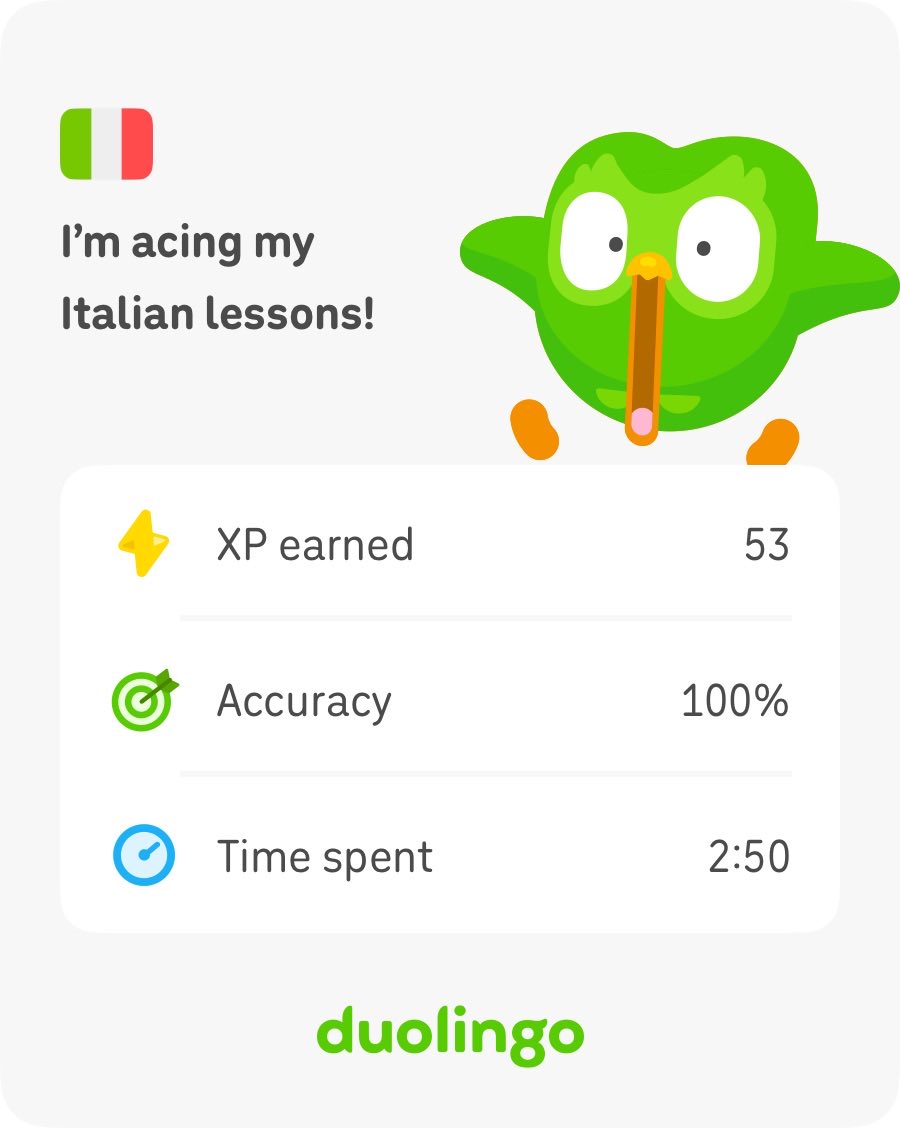 mrscampbell's tweet photo. I’m acing my Italian lessons! https://t.co/K8veFdIhla